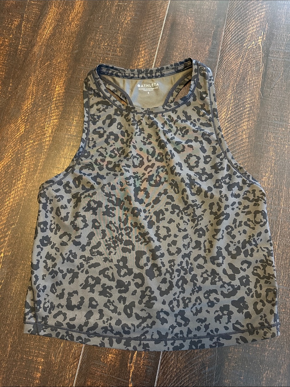 Athleta Olive Gray Camo Leopard High-Neck Tank